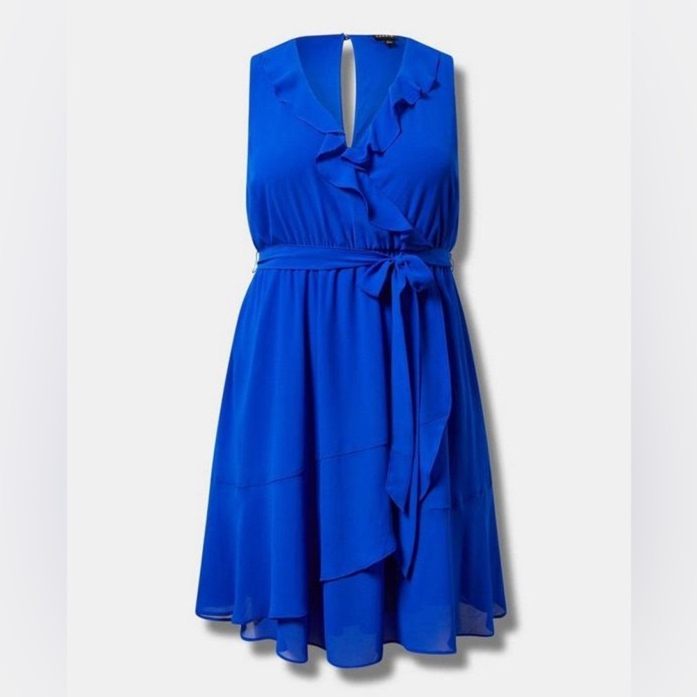 Mini Chiffon Ruffle Surplice Dress 0X
